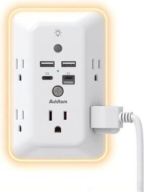 Surge Protector Outlet Extender with Night Light, 5-Outlet Splitter & 4 USB